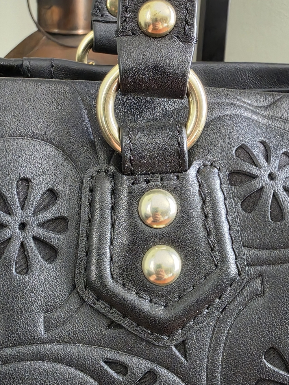 Coach F21833 Ashley Lace Carryall Black Cutout Leather Tote Bag NWT - Picture 7 of 16